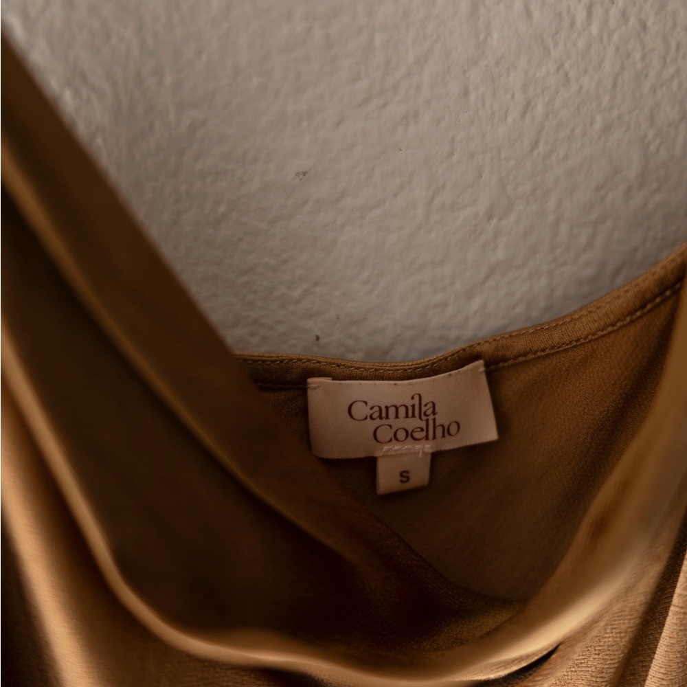 Camila Coelho Satin Slip Dress - toffee